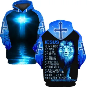 Lion Jesus Is My God My King My Lord My Savior My Healer Hoodies Jesus Hoodie Men & Women Christian Hoodie 3D Printed Hoodie