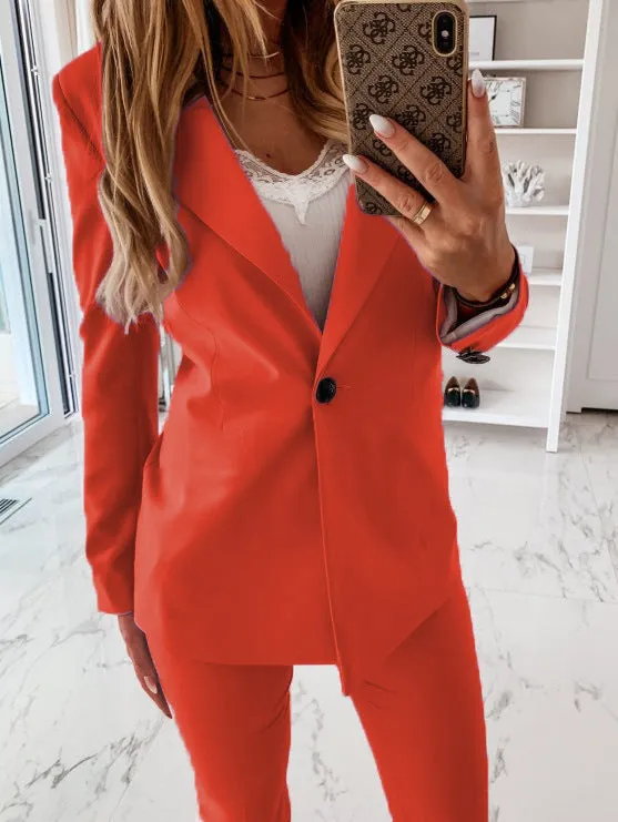 Long Sleeve Solid Color Suit Coat