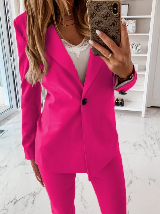 Long Sleeve Solid Color Suit Coat