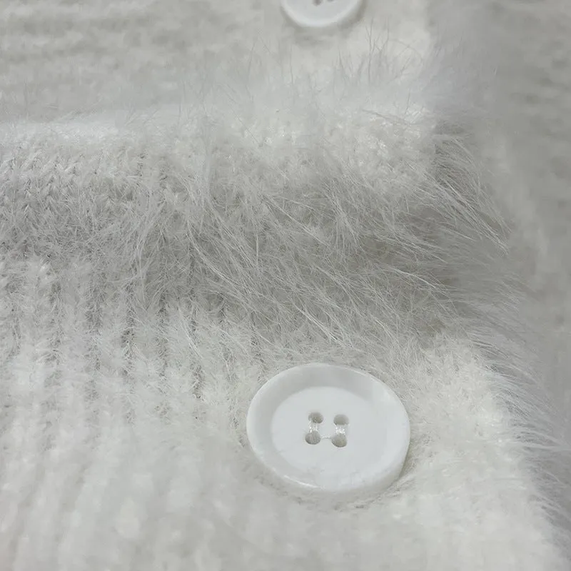 Loose Buttons Down Mohair Cardigan