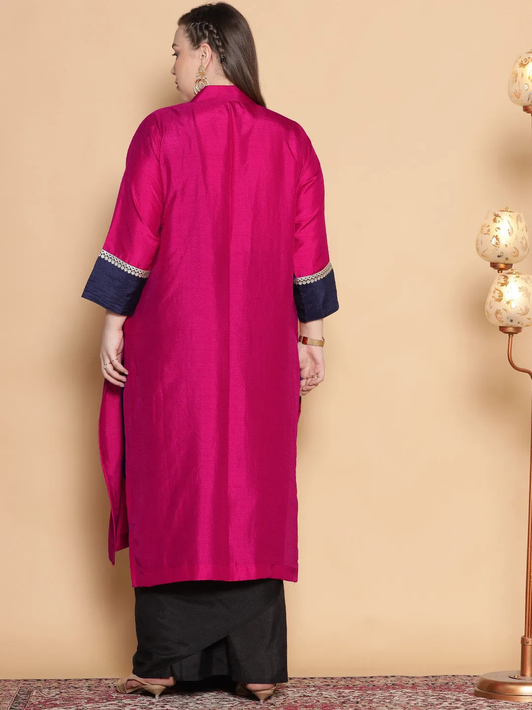 Magenta Silk Ethnic Jacket