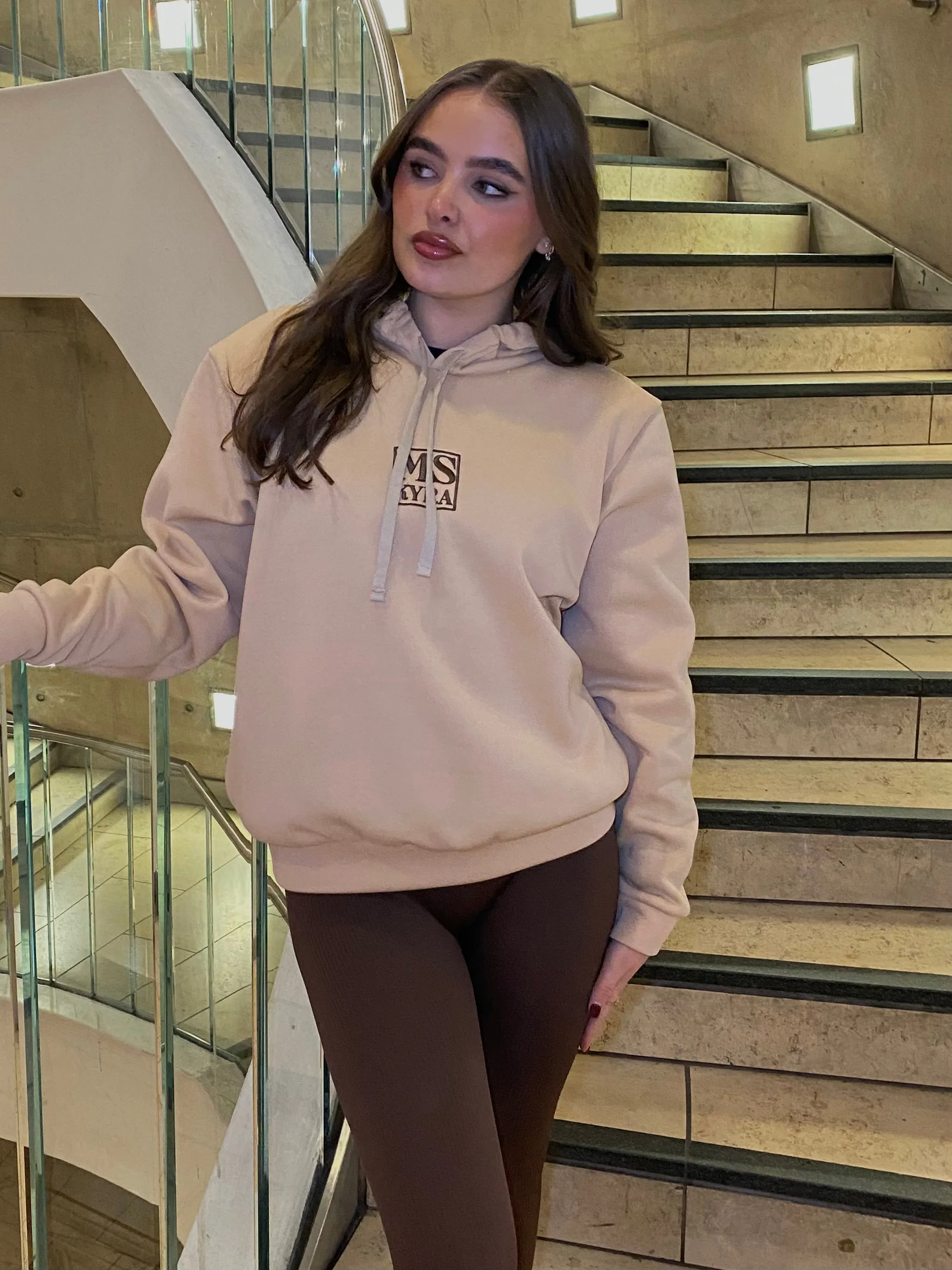 Miskyra Embroidered Hoodie - Stone