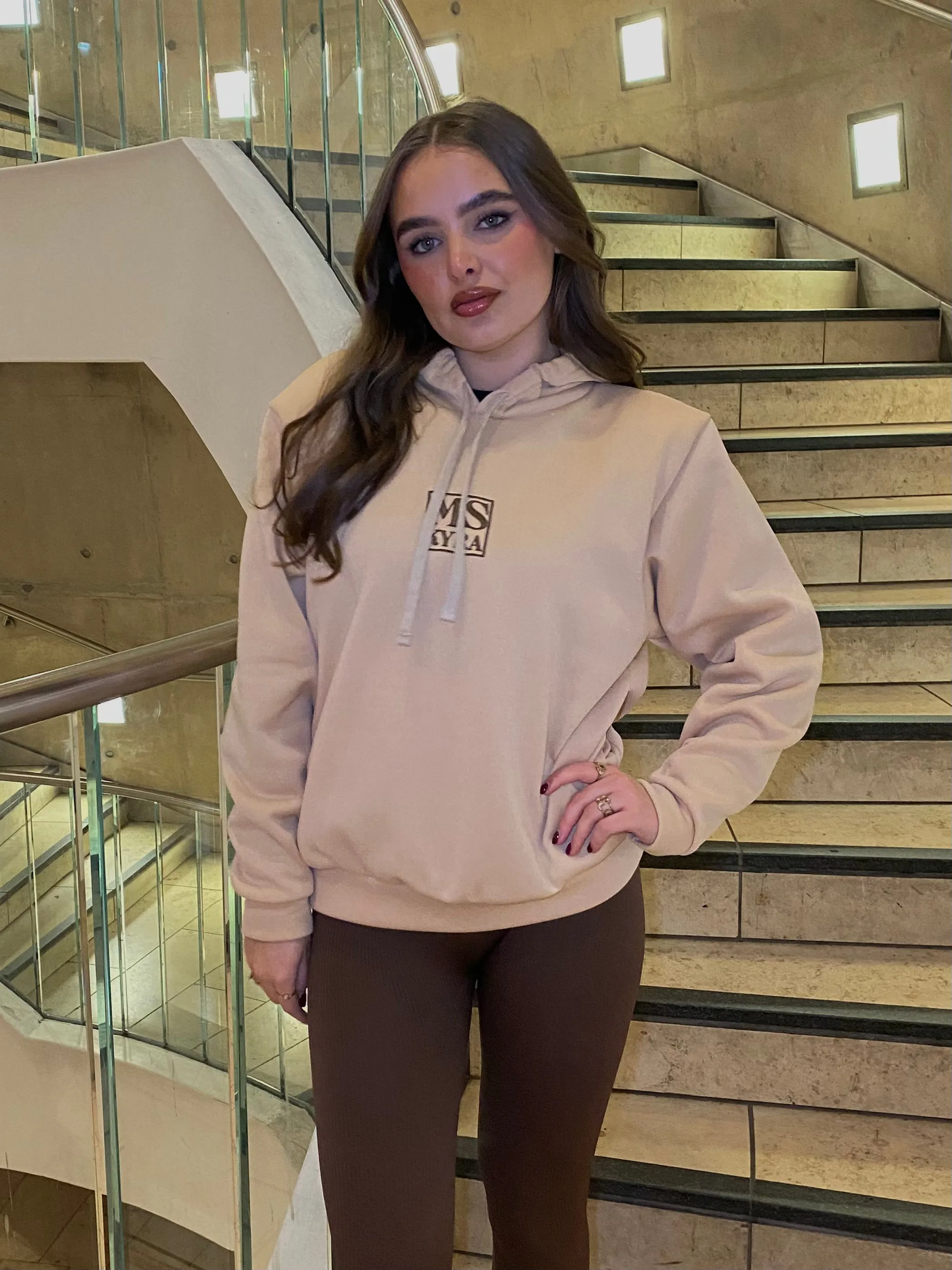 Miskyra Embroidered Hoodie - Stone