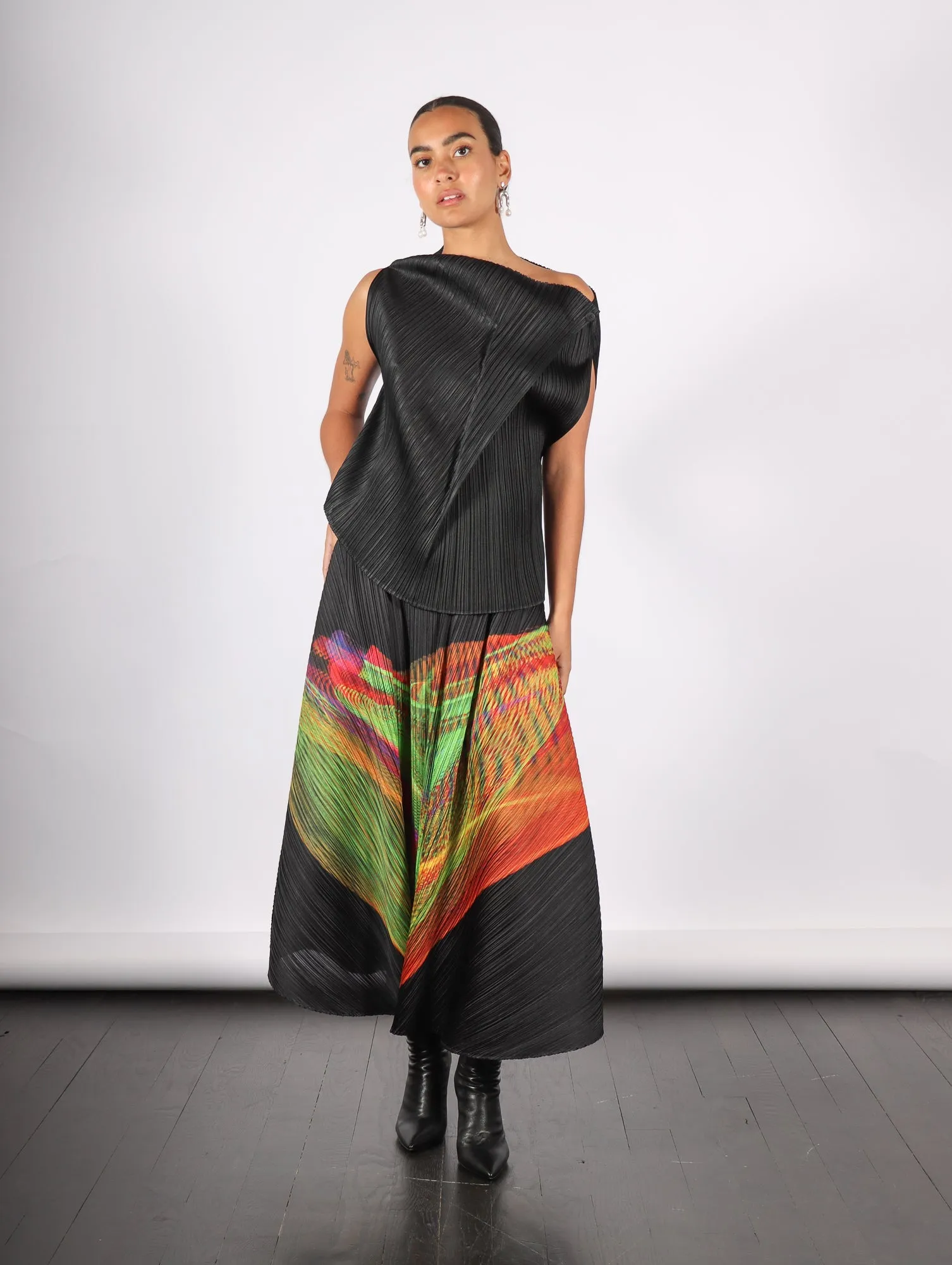 Monthly Colors July Top in Black by Pleats Please Issey Miyake