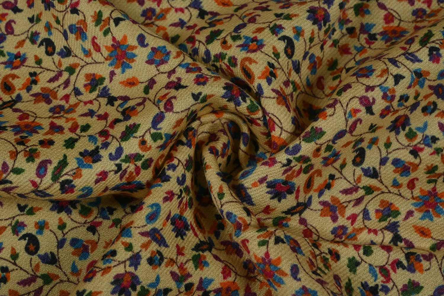 Multicolor Floral Printed Wool Fabric