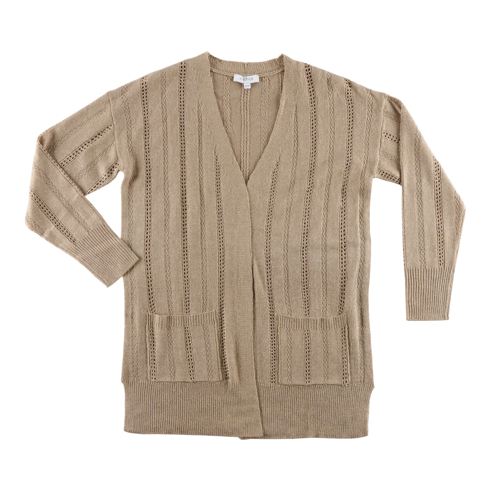 mySTYLE Women's V-Neck Ribbed Cardigan