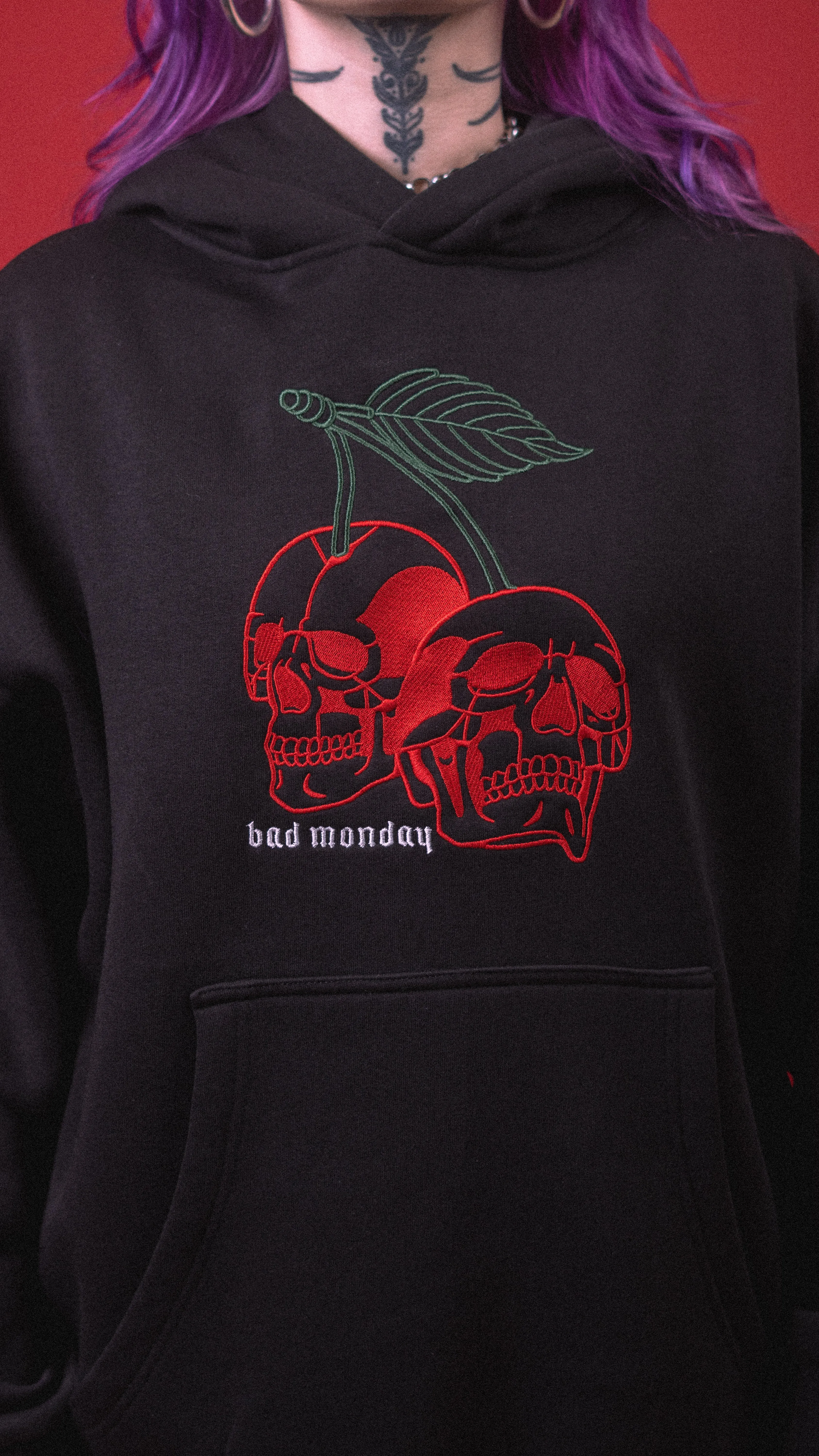 Oversized Cherry Skull Hoodie