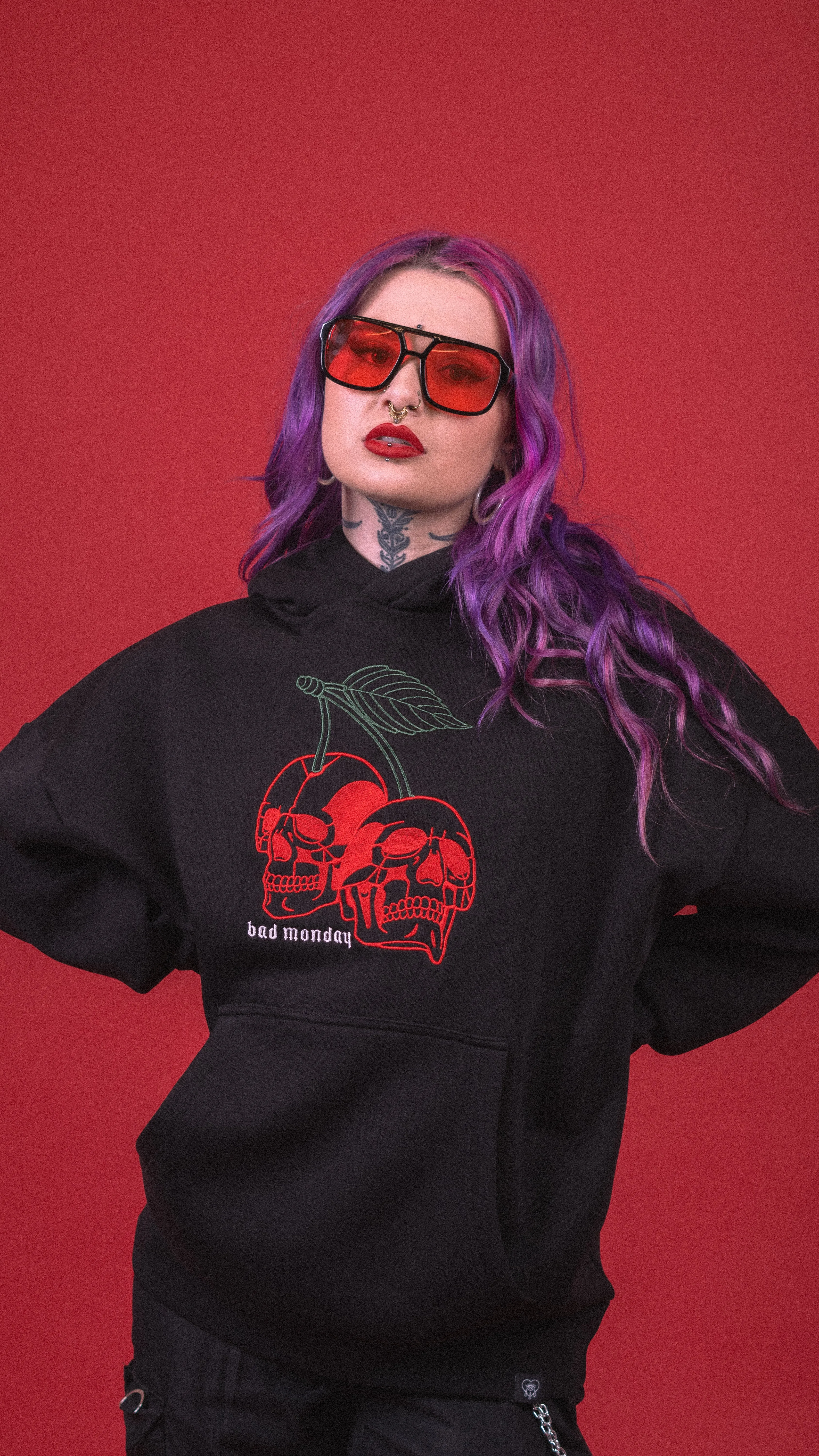 Oversized Cherry Skull Hoodie