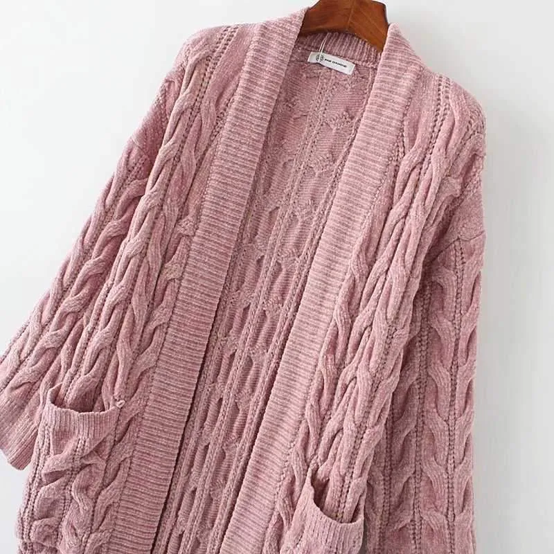 Oversized French Braided Knit Long Cardigan Sweaters For Women