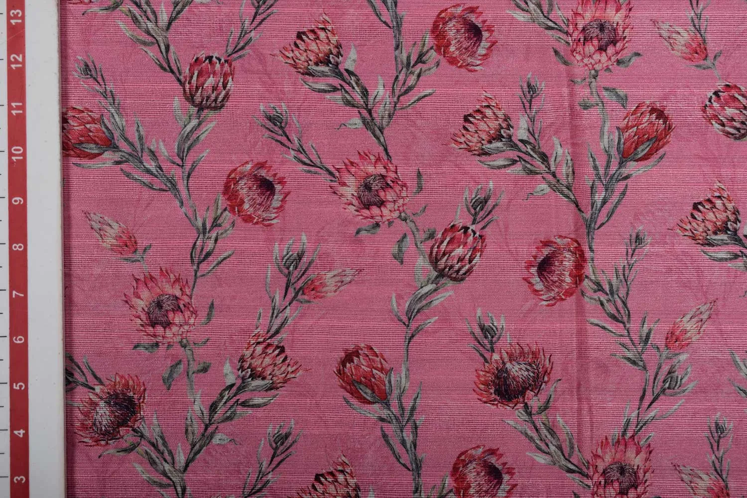 Pink Printed Dupion Fabric