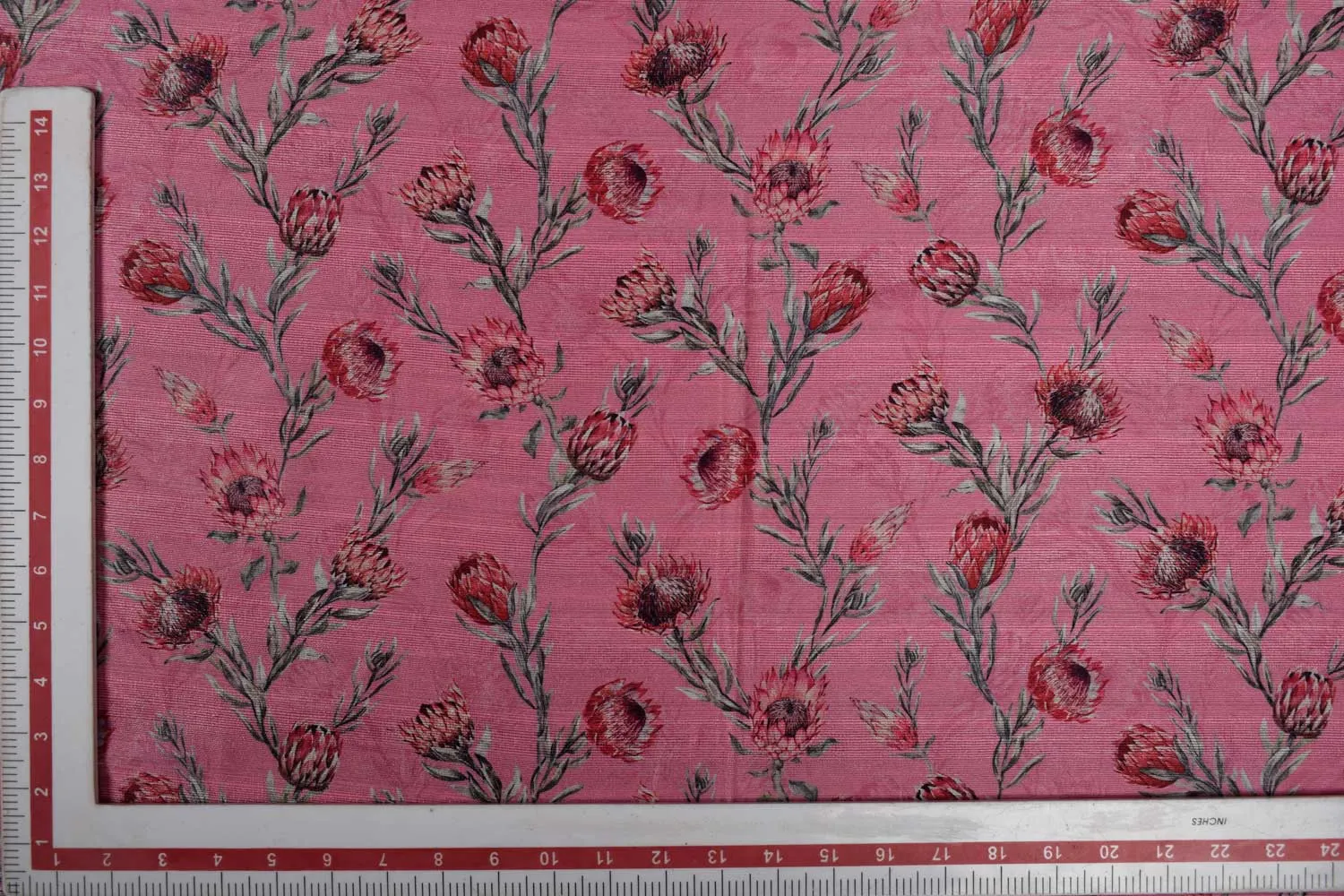 Pink Printed Dupion Fabric