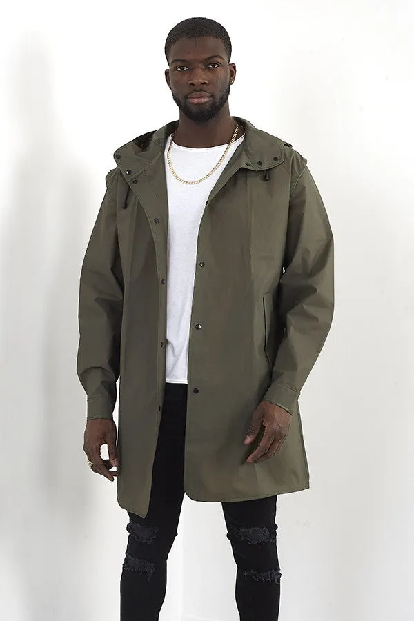 PLAIN LIGHTWEIGHT HOODED OVERSIZED PARKA