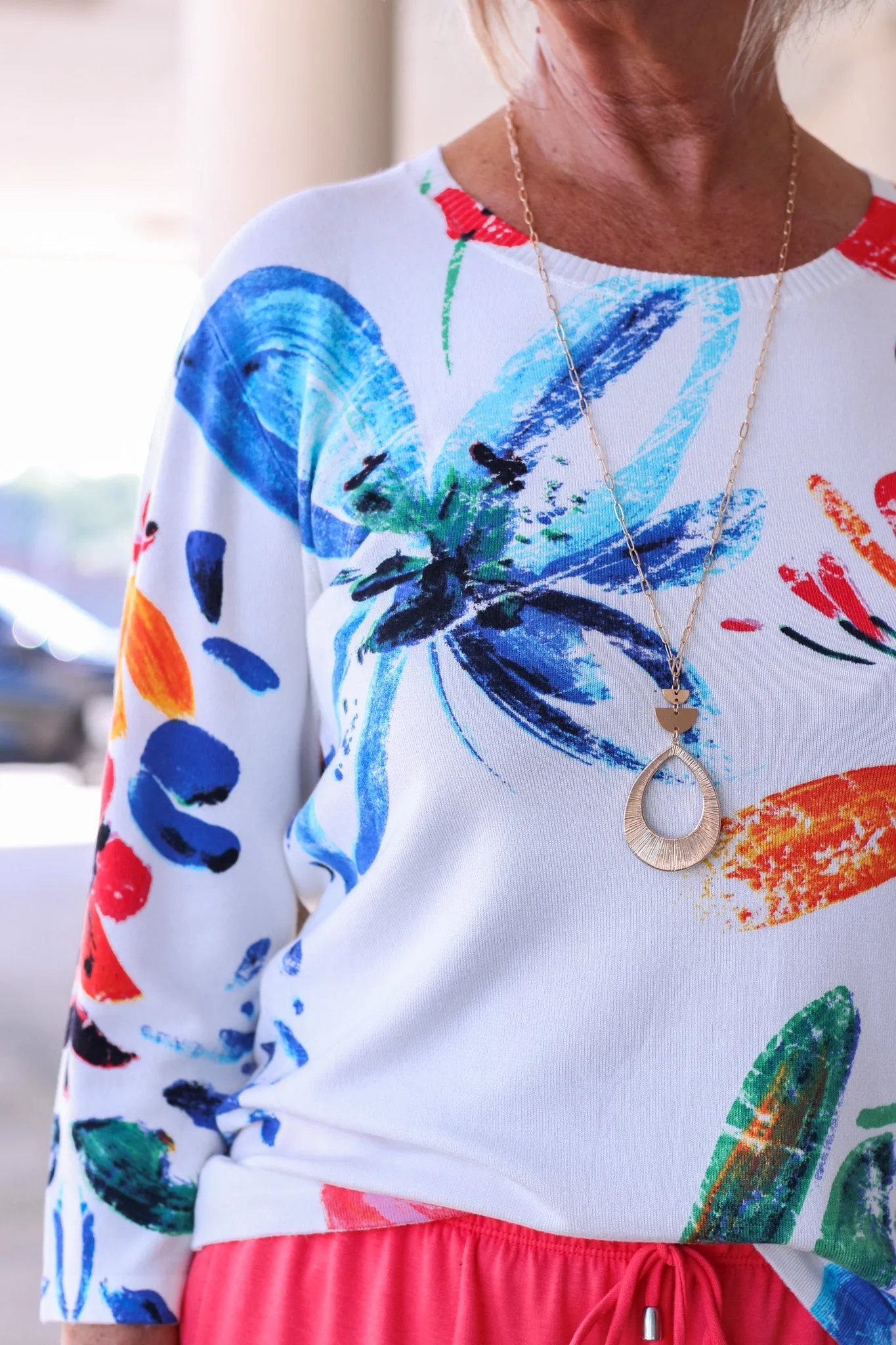 Pop Of Color White Top