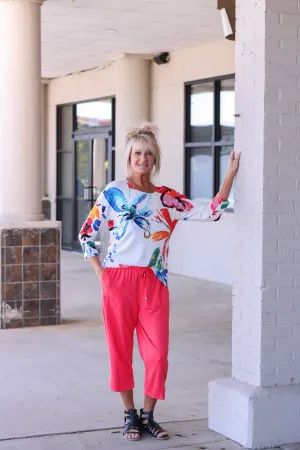 Pop Of Color White Top