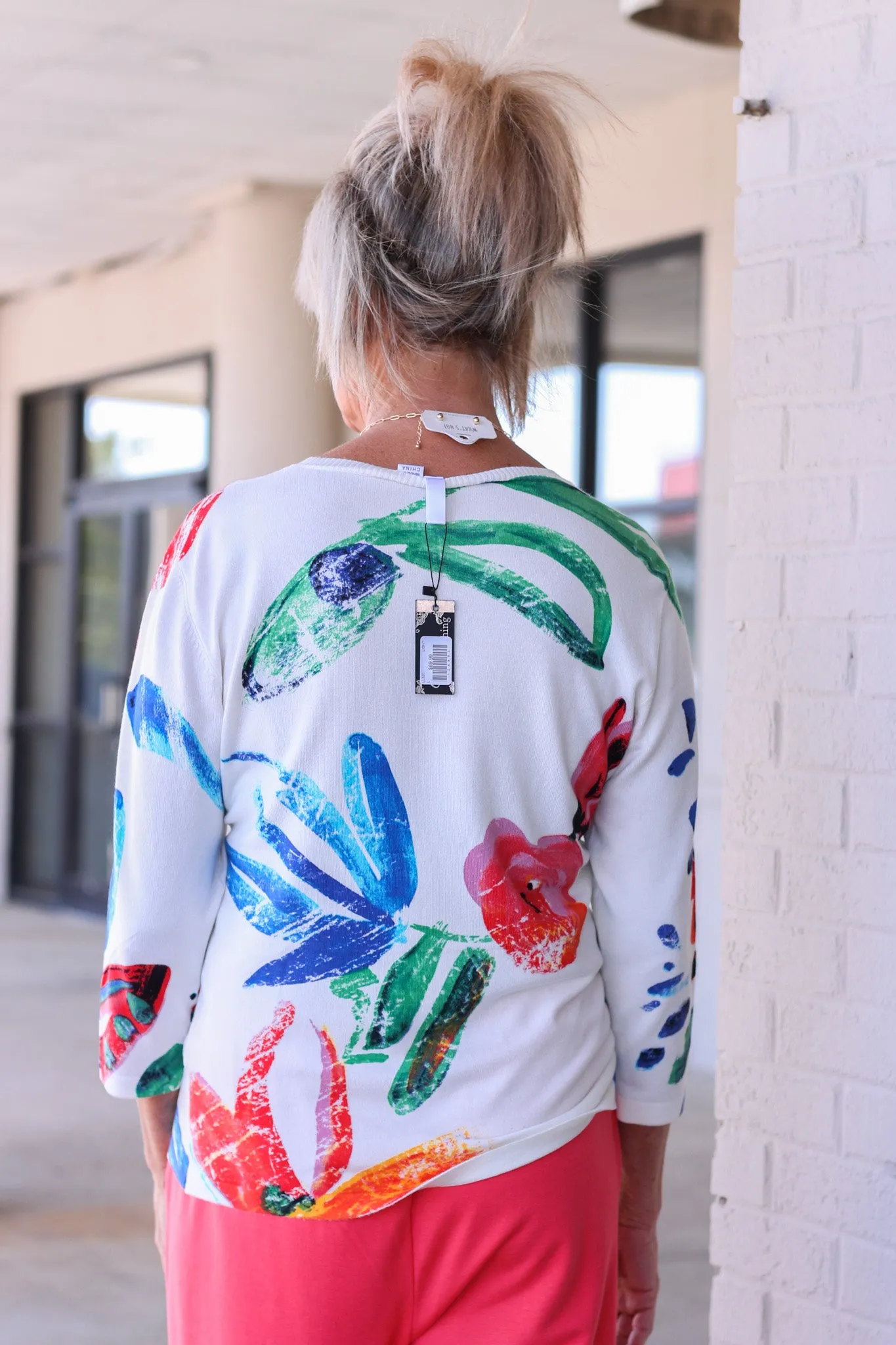 Pop Of Color White Top