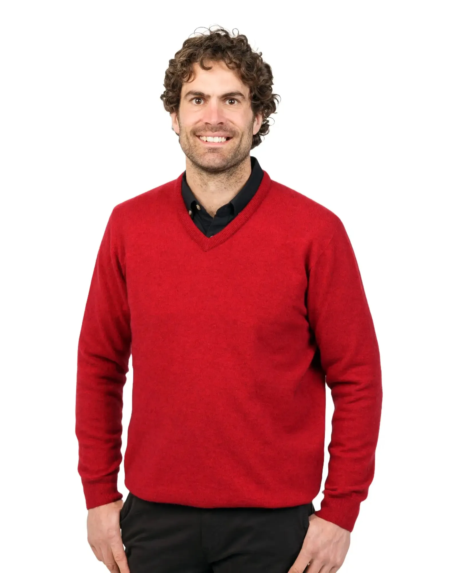 Red Men's Possum Merino Plain Sweater - NB121