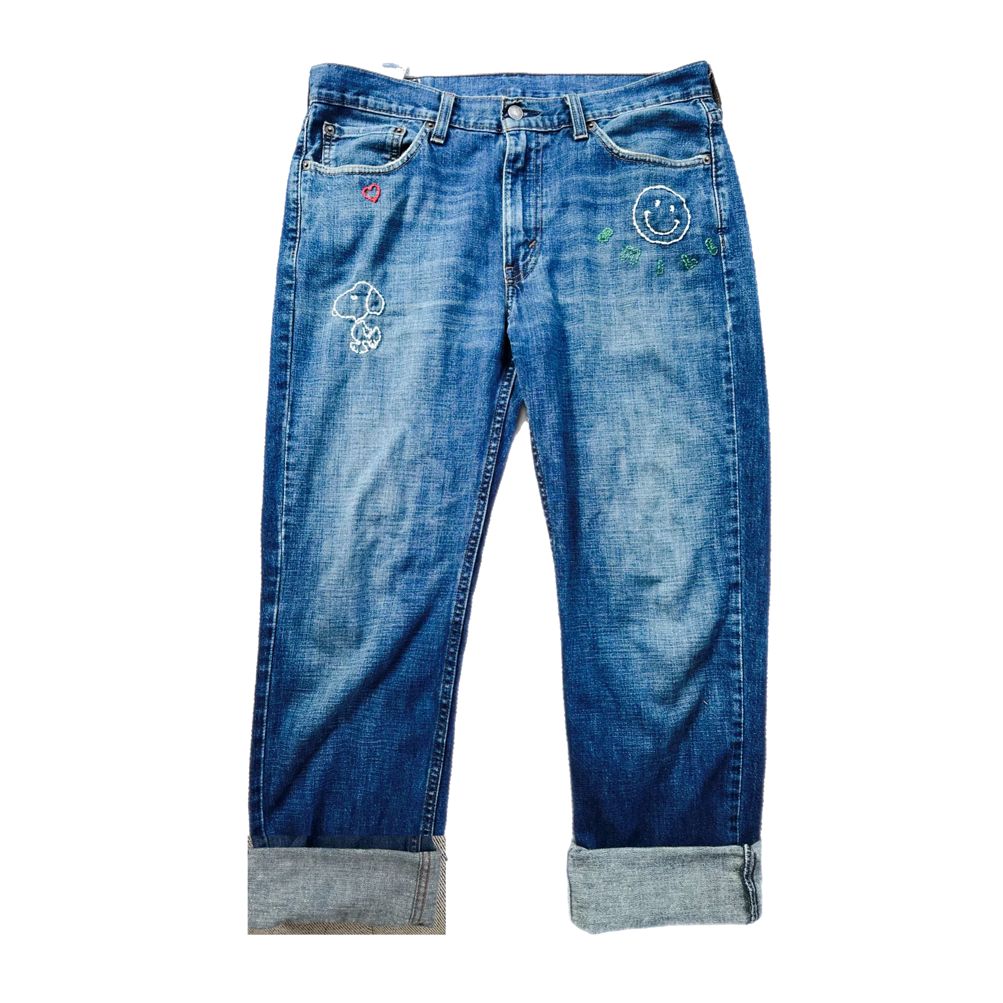 Refurbished Embroidered Vintage Snoopy Denim