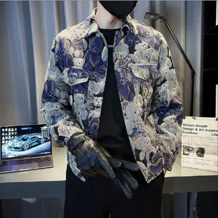 Retro Printed Pattern Polyester Jacket