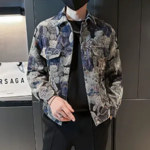 Retro Printed Pattern Polyester Jacket