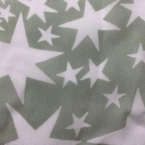 Sage/White Star Georgette Fabric