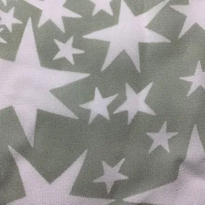 Sage/White Star Georgette Fabric