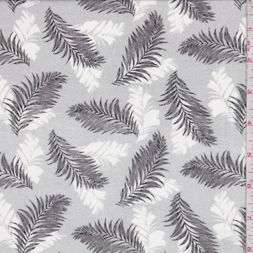 Sterling/Black/White Tropical Leaf Georgette Fabric