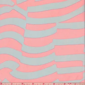 Stone/Neon Pink Abstract Stripe Georgette Fabric