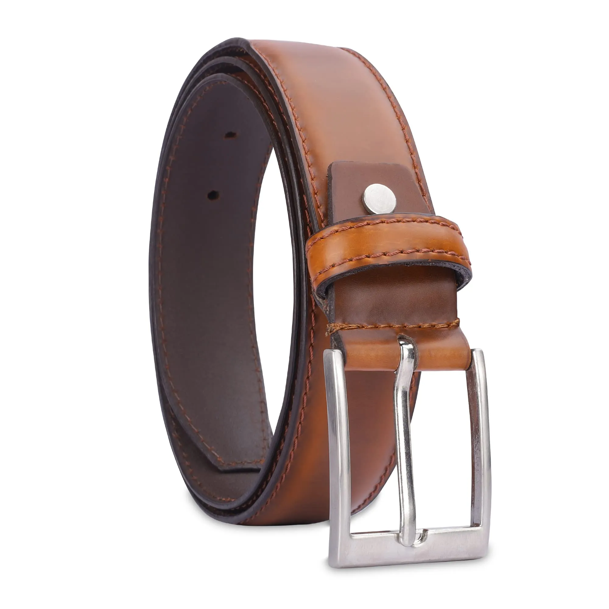 THE CLOWNFISH Men's Genuine Leather Belt - Tan (Size-40 inches)