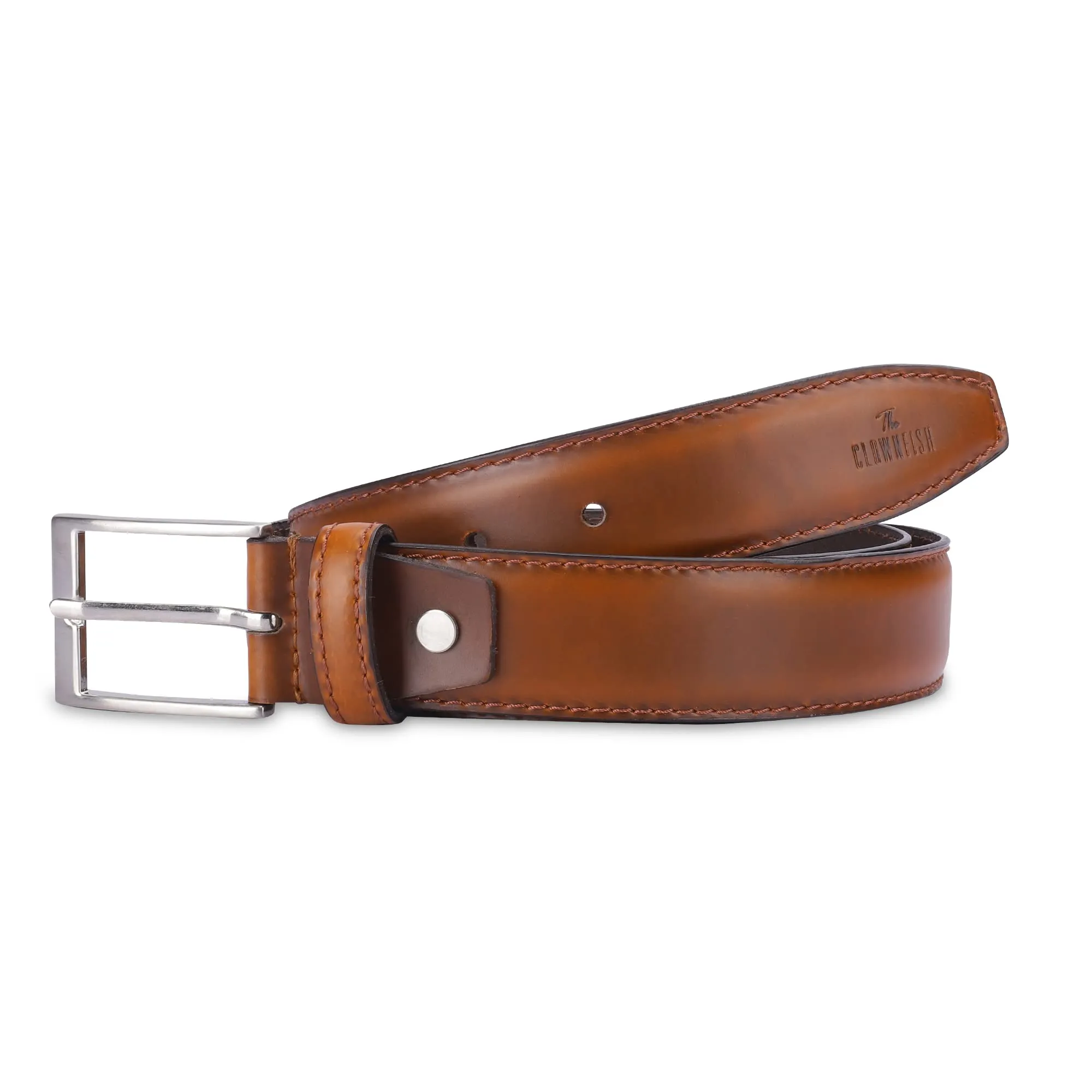 THE CLOWNFISH Men's Genuine Leather Belt - Tan (Size-40 inches)