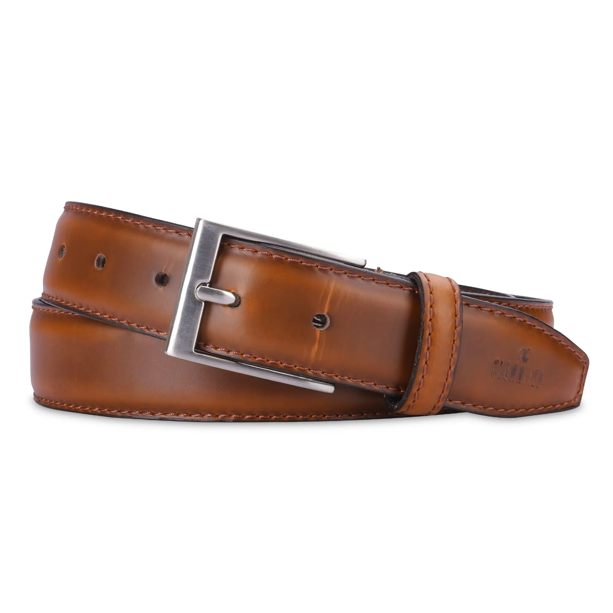 THE CLOWNFISH Men's Genuine Leather Belt - Tan (Size-40 inches)