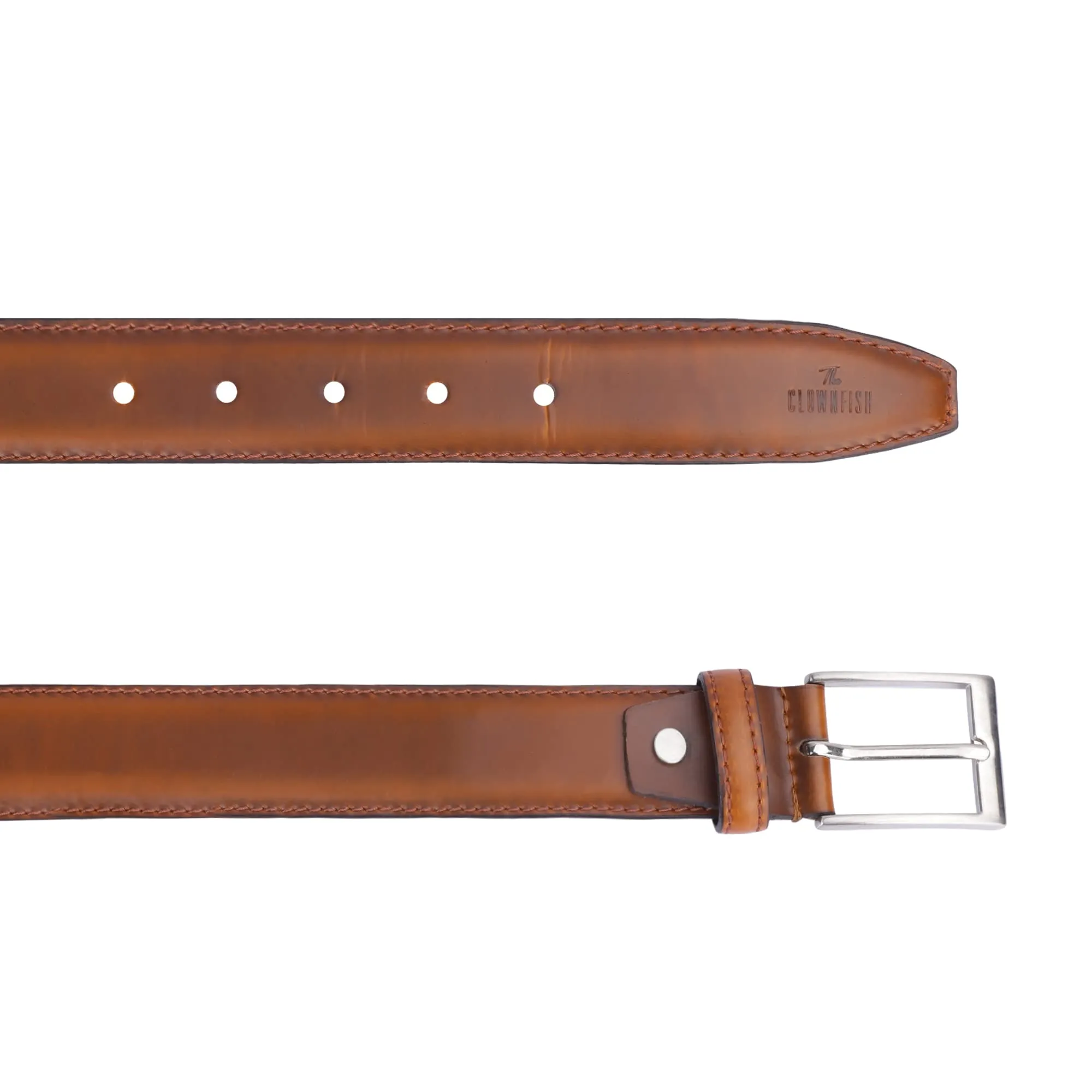 THE CLOWNFISH Men's Genuine Leather Belt - Tan (Size-40 inches)