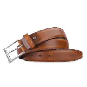 THE CLOWNFISH Men's Genuine Leather Belt - Tan (Size-40 inches)