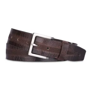 THE CLOWNFISH Men's Genuine Leather Belt with Embossed Design -Brown (Size-40 inches)