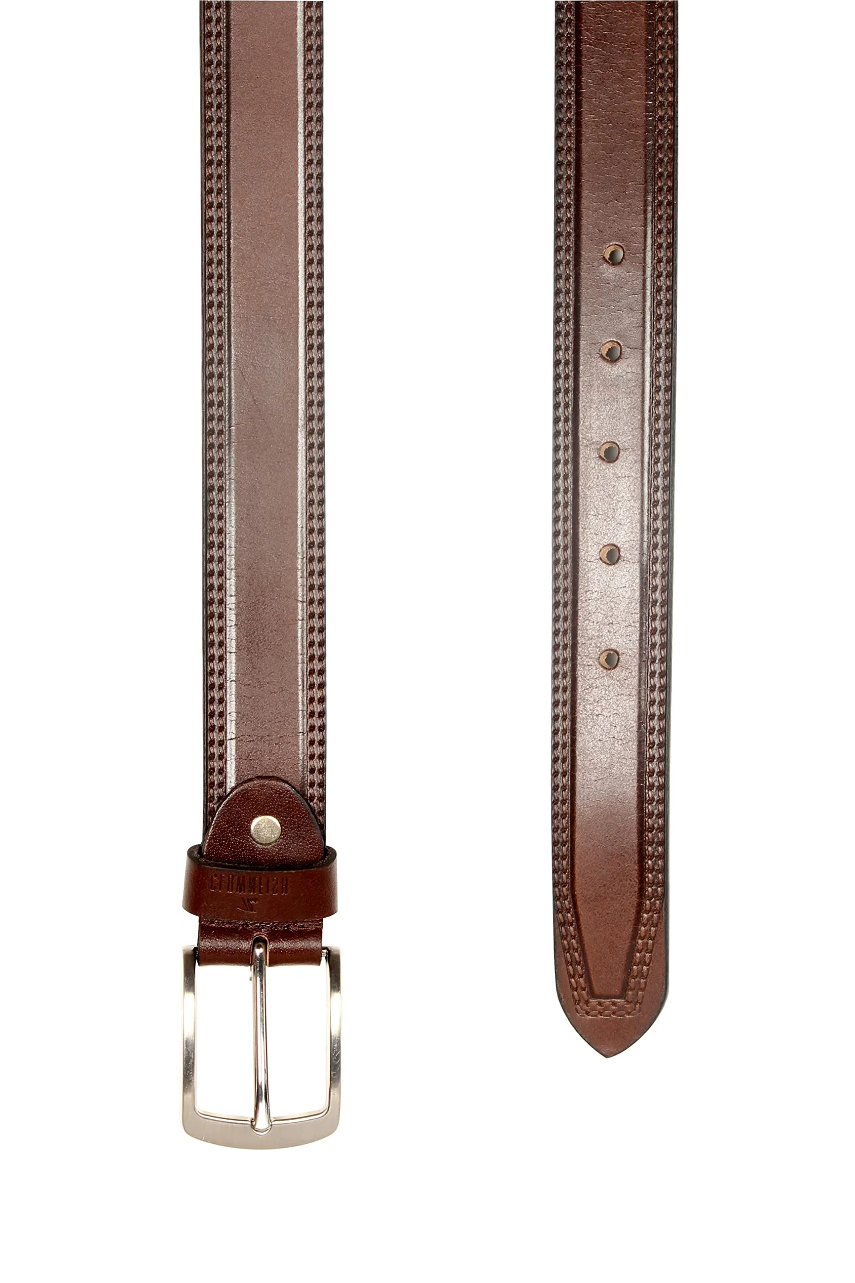 THE CLOWNFISH Men's Genuine Leather Belt with Textured/Embossed Design-Coffee Brown (Size-36 inches)