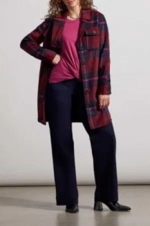 Tribal Plaid Shacket with Pockets 7183O-4466-3015 Red Plum