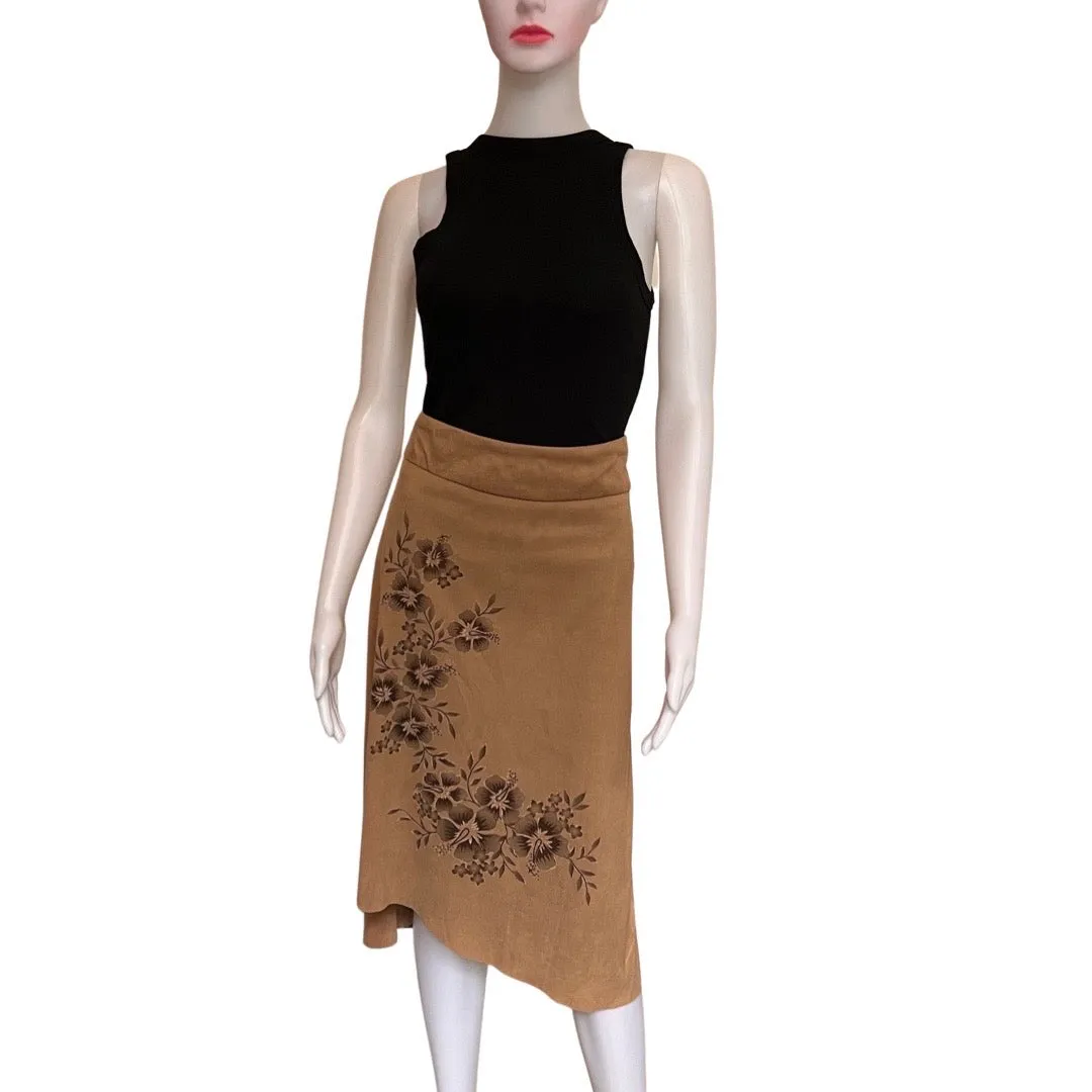 Vintage 1990s Faux Suede Asymmetrical Skirt