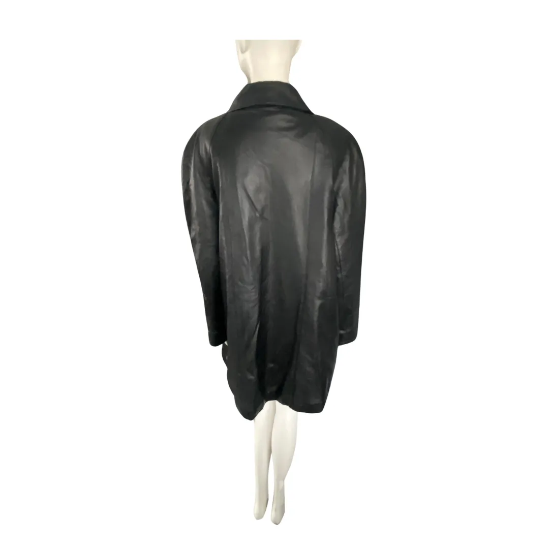 Vintage Faux Leather Mac Coat Black SIZE XL