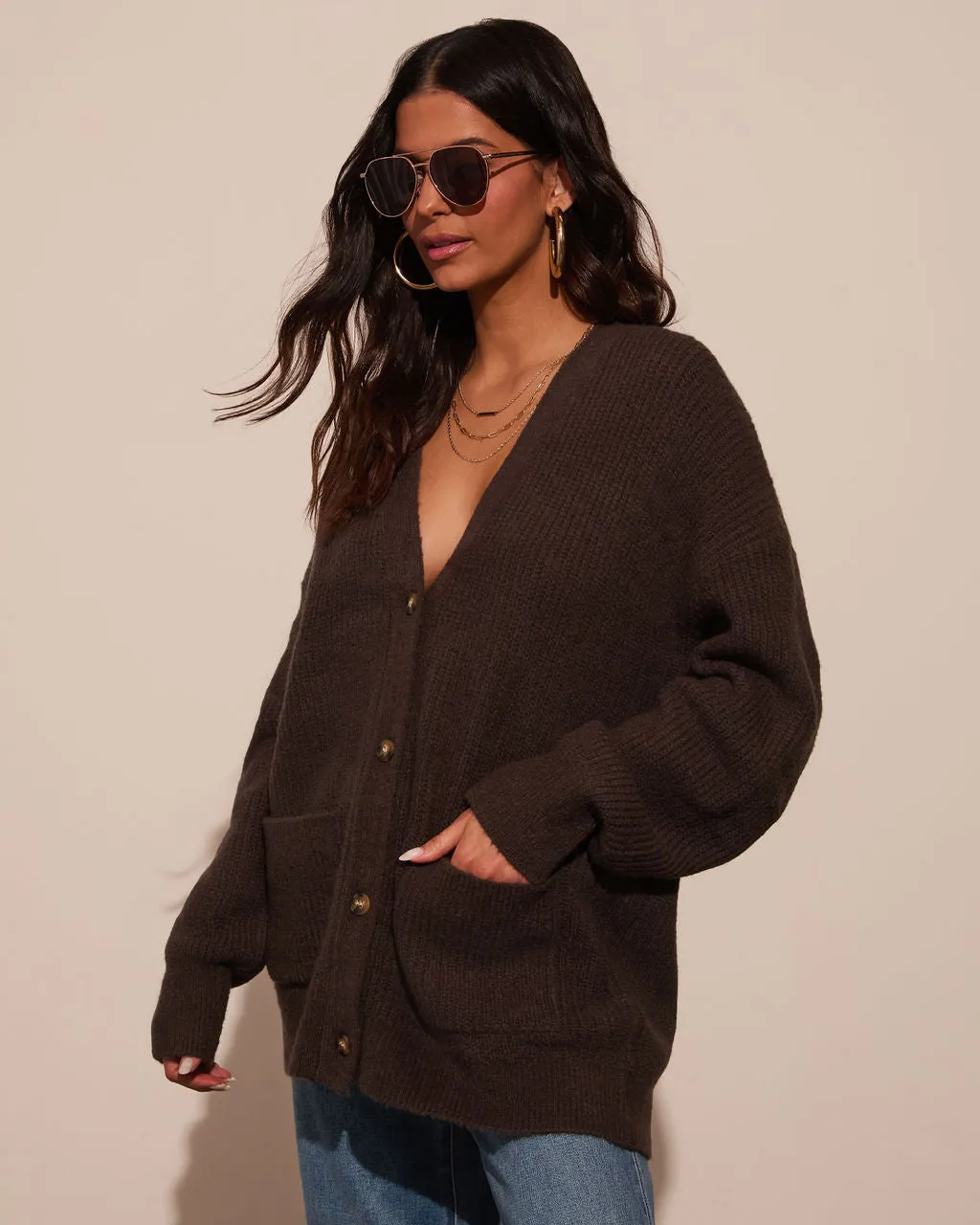 Warm Latte Oversized Cardigan