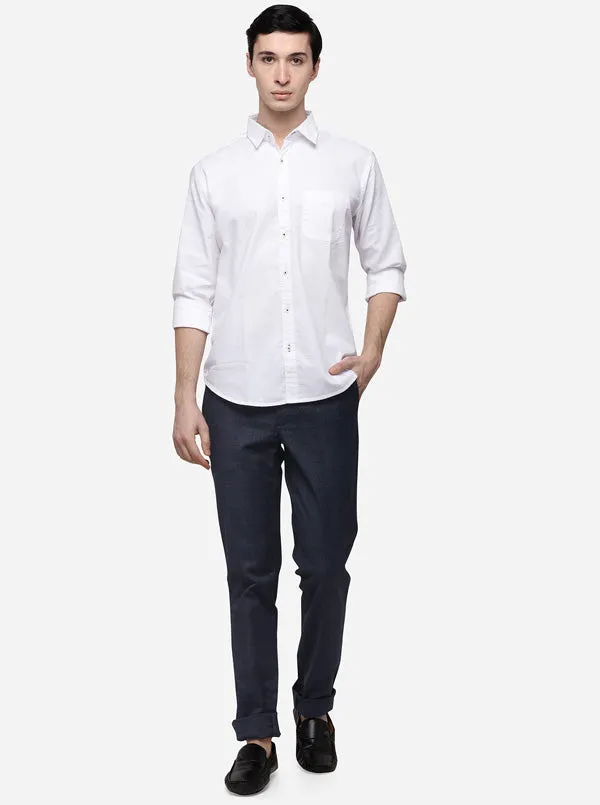 White Classic Fit Solid Casual Shirt | Greenfibre