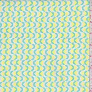 White/Mint/Yellow Geo Georgette Fabric