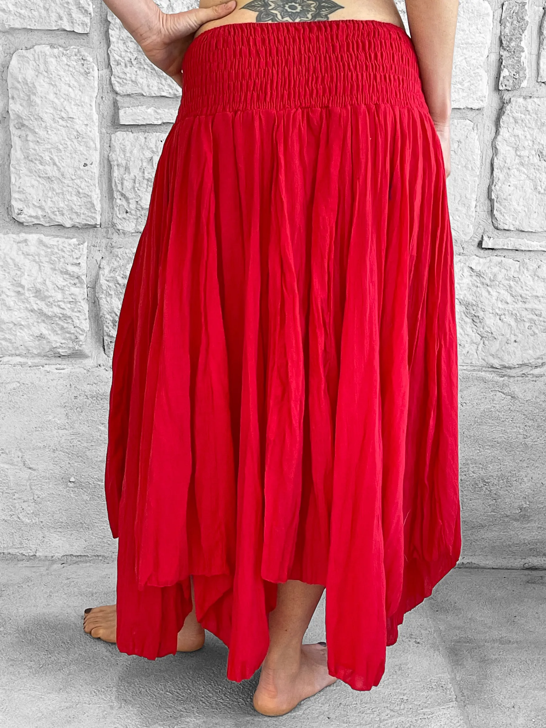 'Willow' Pirate Skirt Long Cut - Red