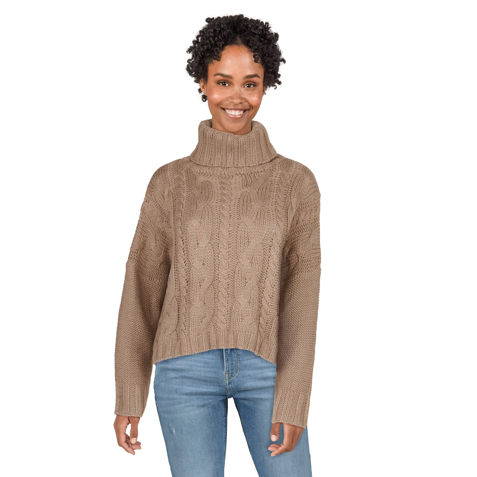 Women's Cowl Neck Cable Sweater