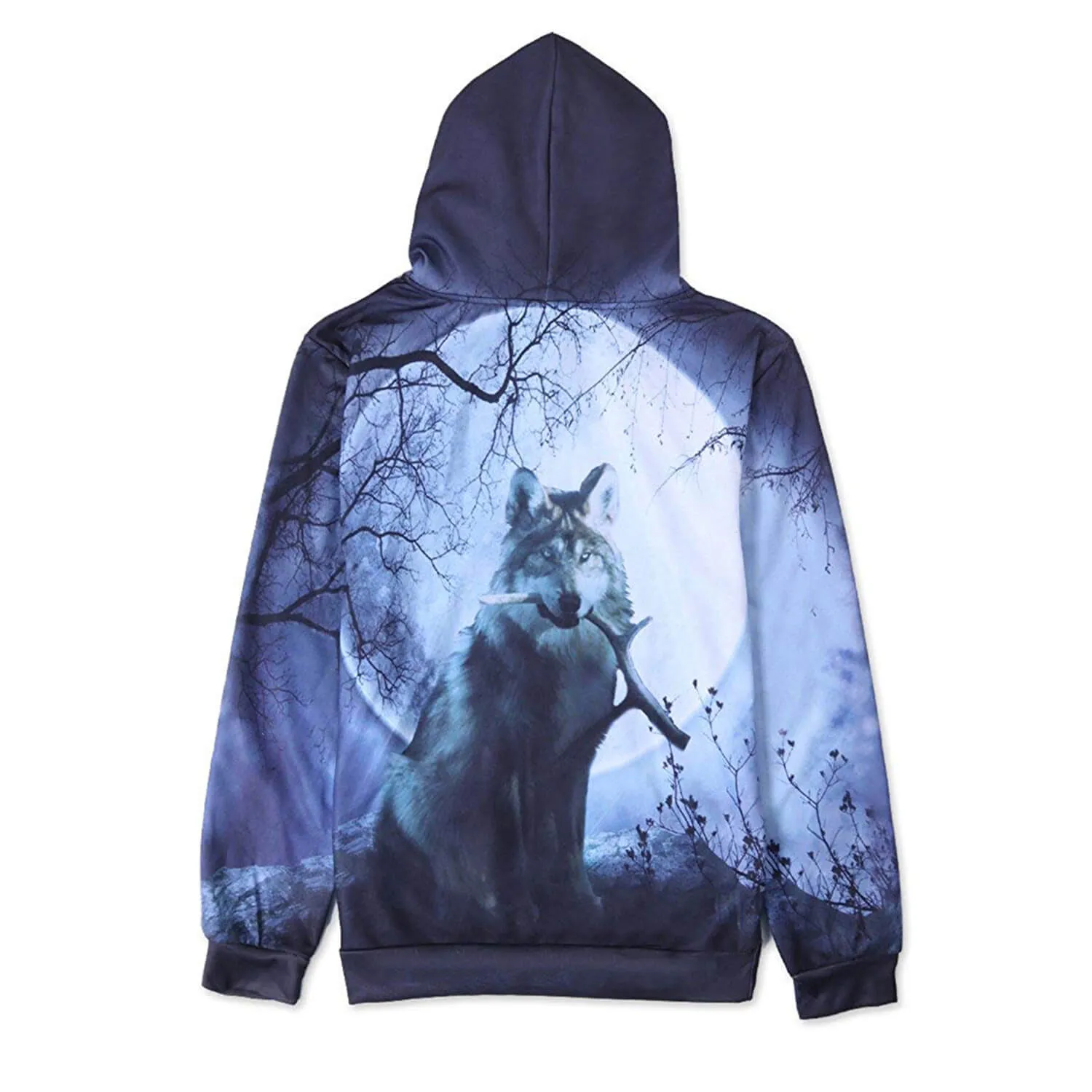 Wood Moon Wolf Funny Hoodie