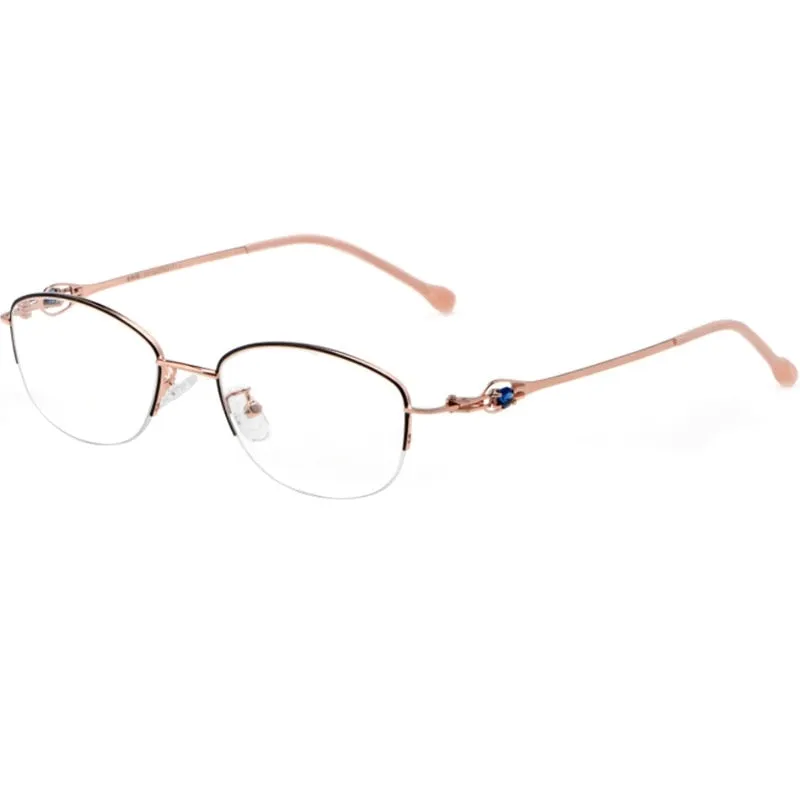 Yimaruili Women's Semi Rim Alloy Frame Eyeglasses 8020Z