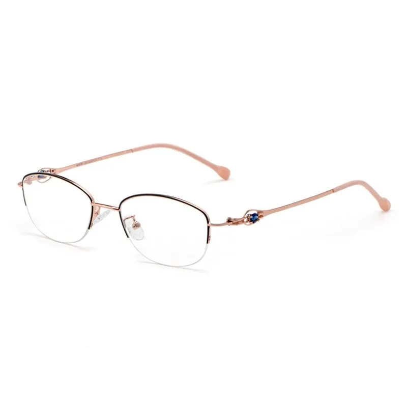 Yimaruili Women's Semi Rim Alloy Frame Eyeglasses 8020Z