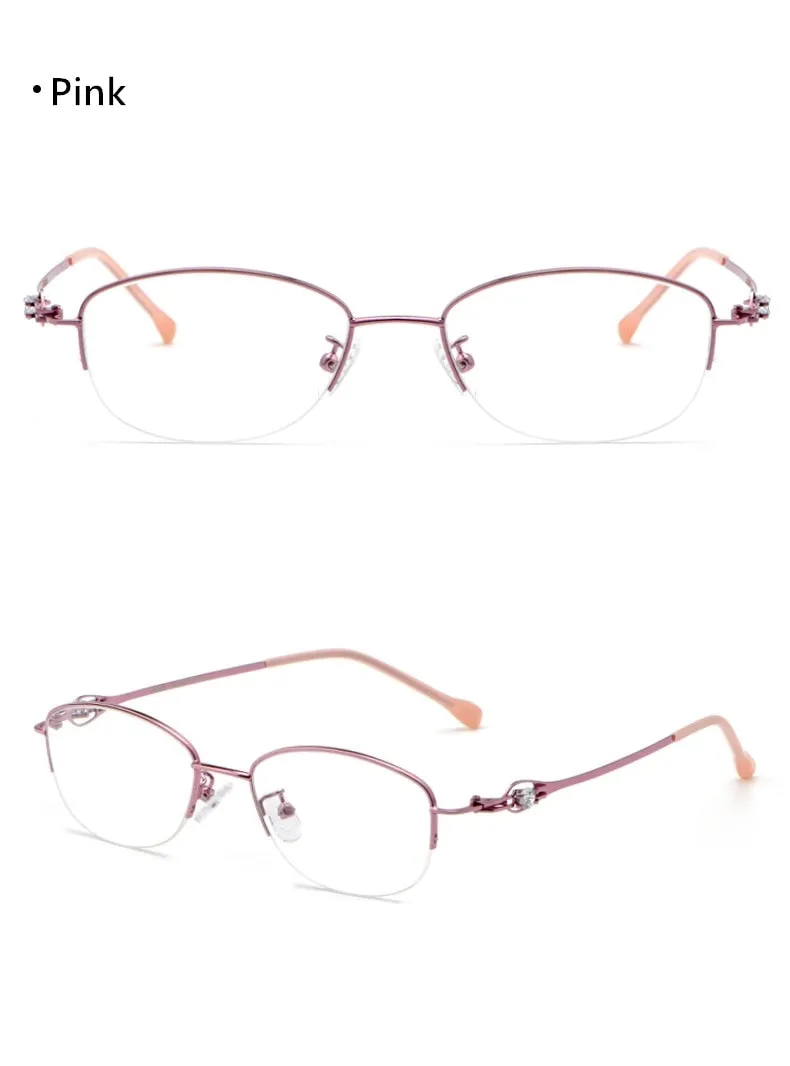 Yimaruili Women's Semi Rim Alloy Frame Eyeglasses 8020Z