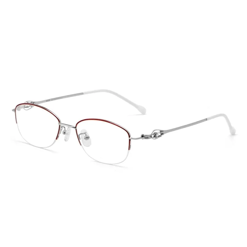 Yimaruili Women's Semi Rim Alloy Frame Eyeglasses 8020Z