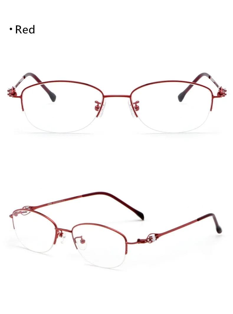 Yimaruili Women's Semi Rim Alloy Frame Eyeglasses 8020Z